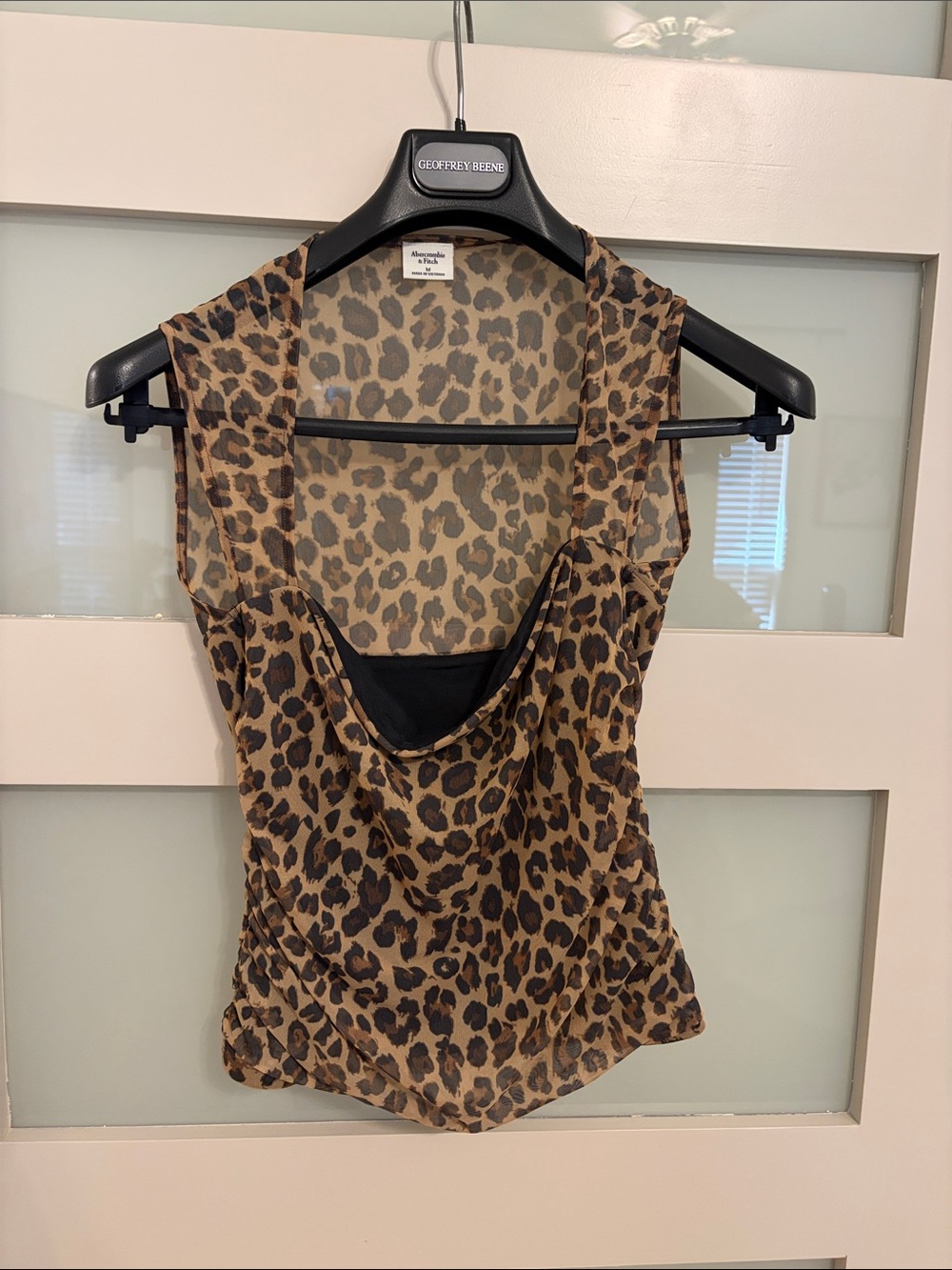 Abercrombie & Fitch Leopard Print Sleeveless Cami in Brown and Black